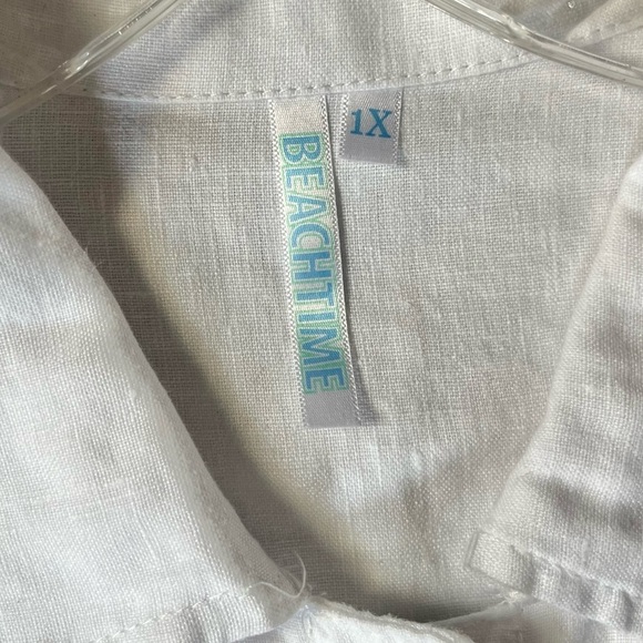 Lulu-B Beach Time 100% Linen White Button-Down Light Jacket - Picture 5 of 7